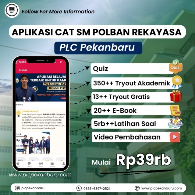 PAKET BELAJAR ONLINE SMBM POLBAN (REKAYASA) 2026 SPESIAL APLIKASI CAT SMBM POLBAN (REKAYASA) 12 BULA