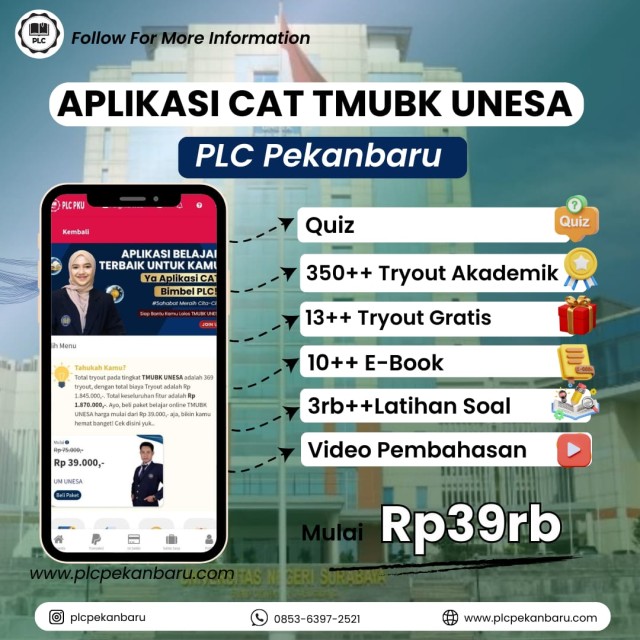 PAKET BELAJAR ONLINE TMUBK UNNESA 2026 SPESIAL APLIKASI CAT TMUBK UNNESA  1 BULAN