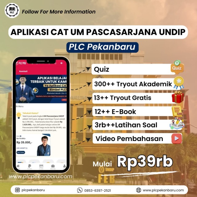 PAKET BELAJAR ONLINE UM PASCASARJANA UNDIP 2026 SPESIAL APLIKASI CAT UM PASCASARJANA UNDIP 12 BULAN