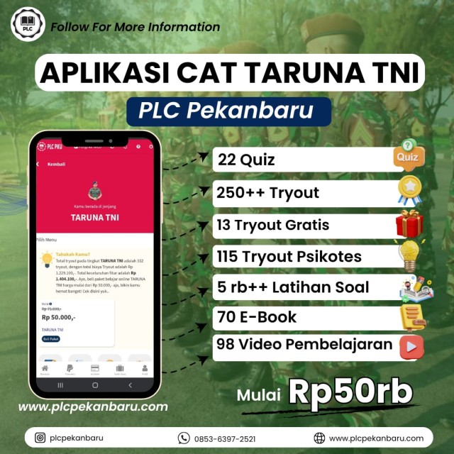 PAKET BELAJAR ONLINE TARUNA TNI  2026 SPESIAL APLIKASI CAT TARUNA TNI