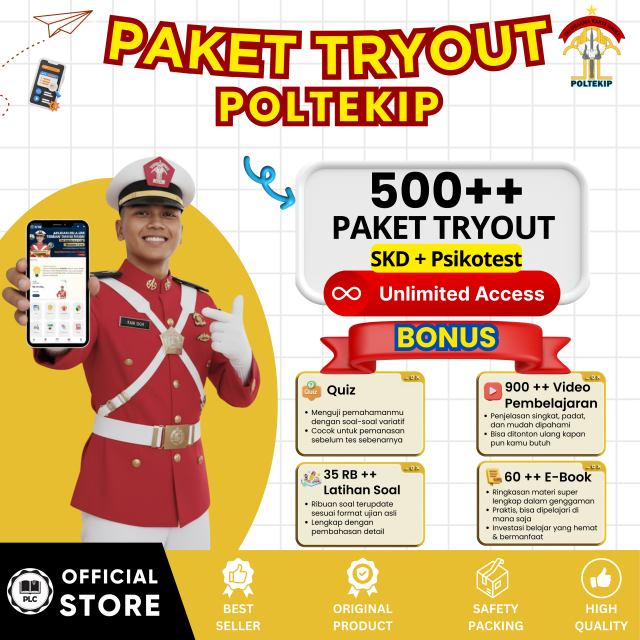 PAKET BELAJAR ONLINE POLTEKIP 2026 SPESIAL APLIKASI CAT POLTEKIP
