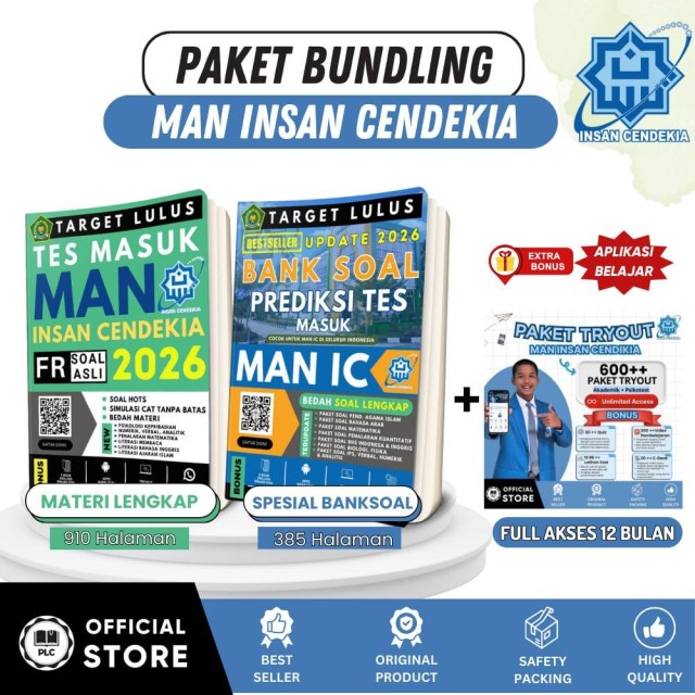 Buku Bundling Tes MAN IC 2026/2027 (Bank Soal+Materi Lengkap)