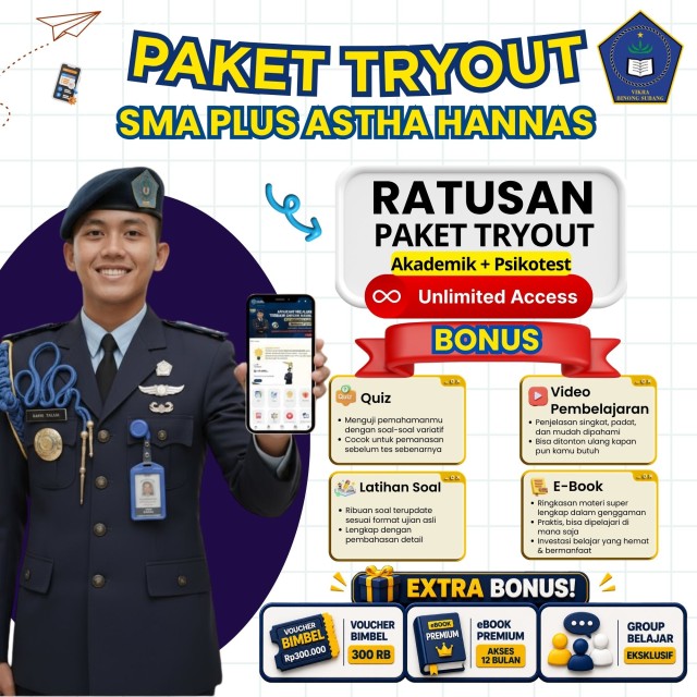 PAKET TRYOUT SMA PLUS ASTHA HANNAS
